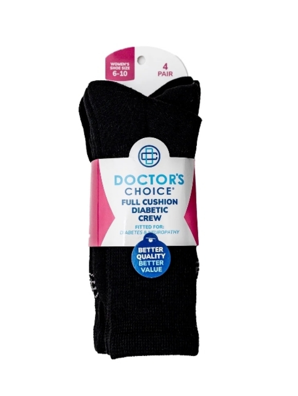 Full Cushion Diabetic Crew Socks - 4 Pair